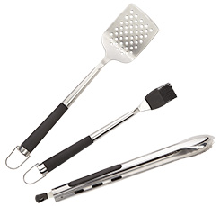 3pc Stainless Steel Set - Spatula, Tong, Sauce Mop